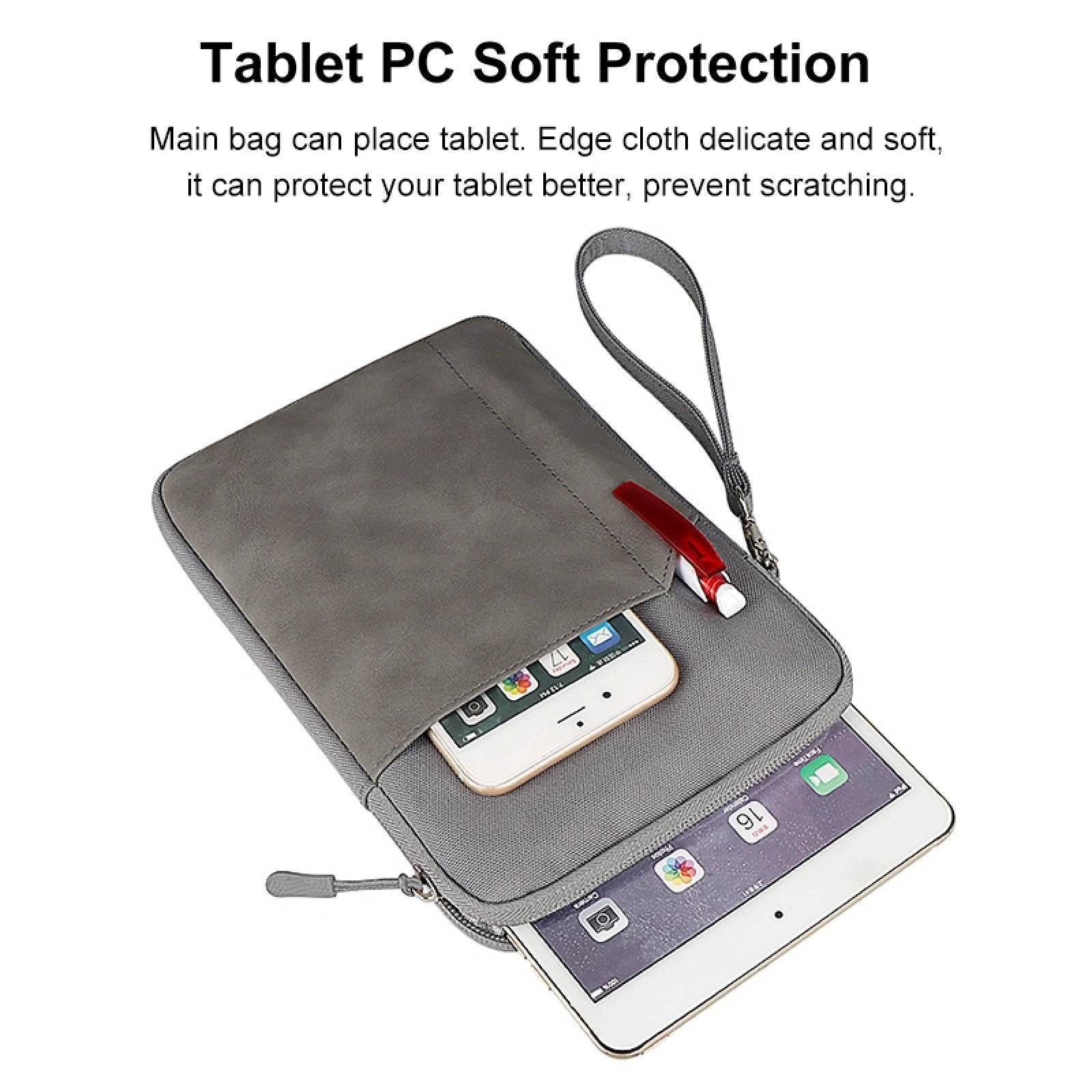 Uniqkart HWL7017 Shockproof Carry Case for iPad mini 7.9-8.4 inch Scratch Resistant Tablets Zippered Sleeve Bag with Outer Pouch - Grey Uniqkart HWL7017 Shockproof Carry Case for iPad mini 7.9-8.4 inch Scratch Resistant Tablets Zippered Sleeve Bag with Outer Pouch - Grey